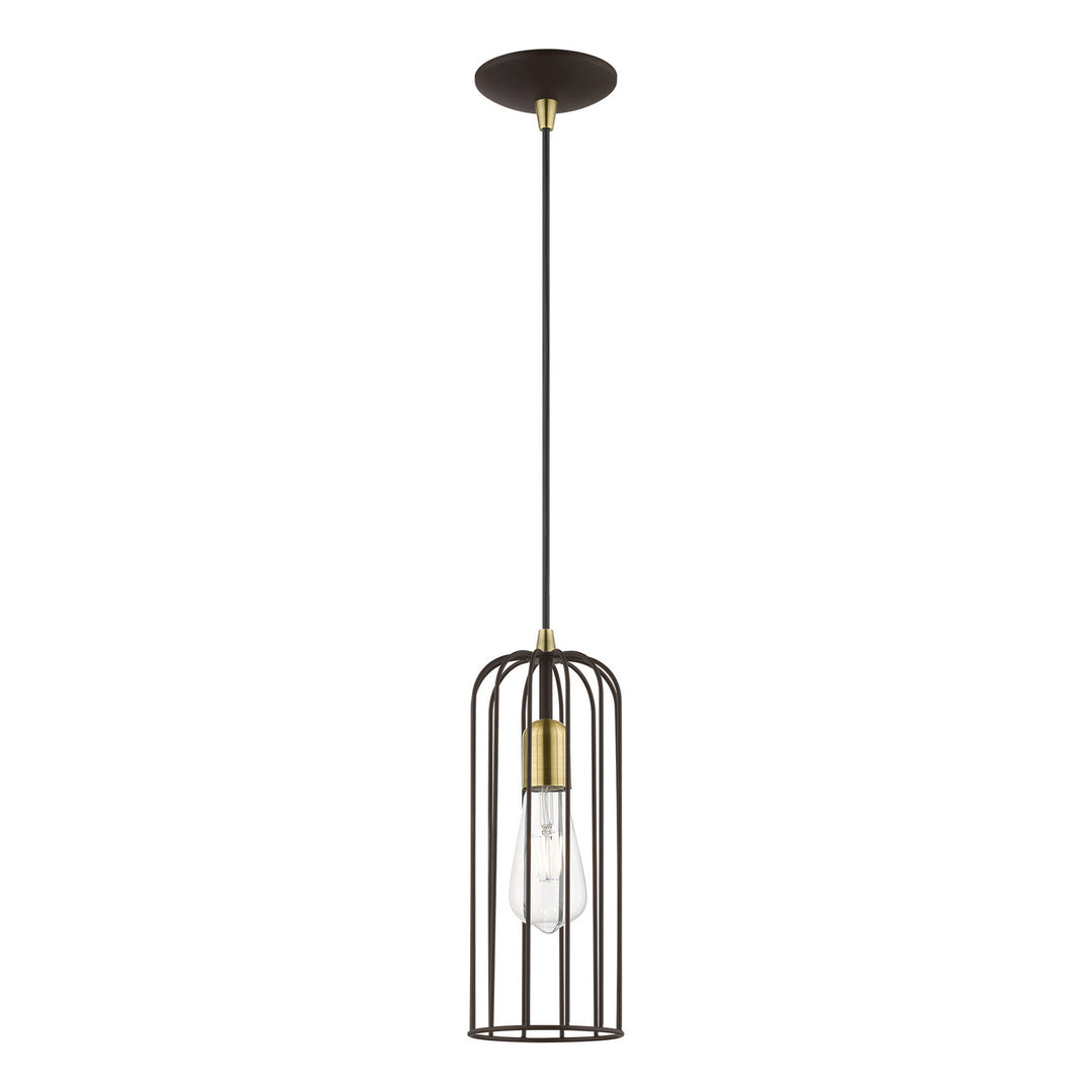 Livex Glenbrook 49713-07 Pendant Light - Bronze w/Antique Brass