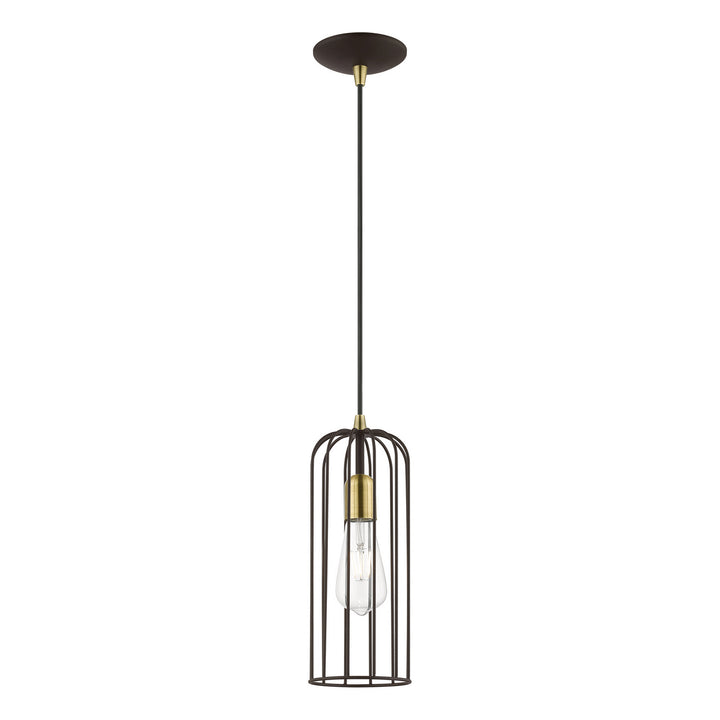 Livex Glenbrook 49713-07 Pendant Light - Bronze w/Antique Brass