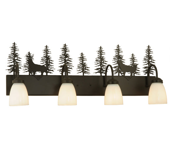 Meyda Tiffany Deer Through The Trees 126281 Bath Vanity Light 33 in. wide - Timeless Bronze