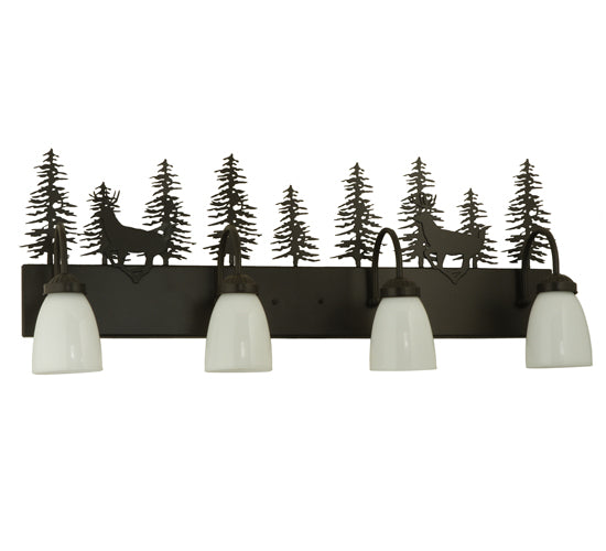 Meyda Tiffany Deer Through The Trees 126281 Bath Vanity Light 33 in. wide - Timeless Bronze