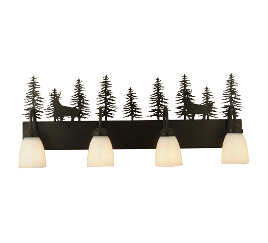 Meyda Tiffany Deer Through The Trees 126281 Bath Vanity Light 33 in. wide - Timeless Bronze