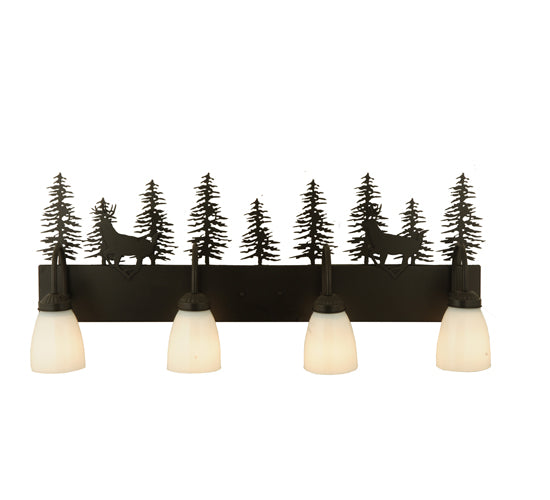 Meyda Tiffany Deer Through The Trees 126281 Bath Vanity Light 33 in. wide - Timeless Bronze