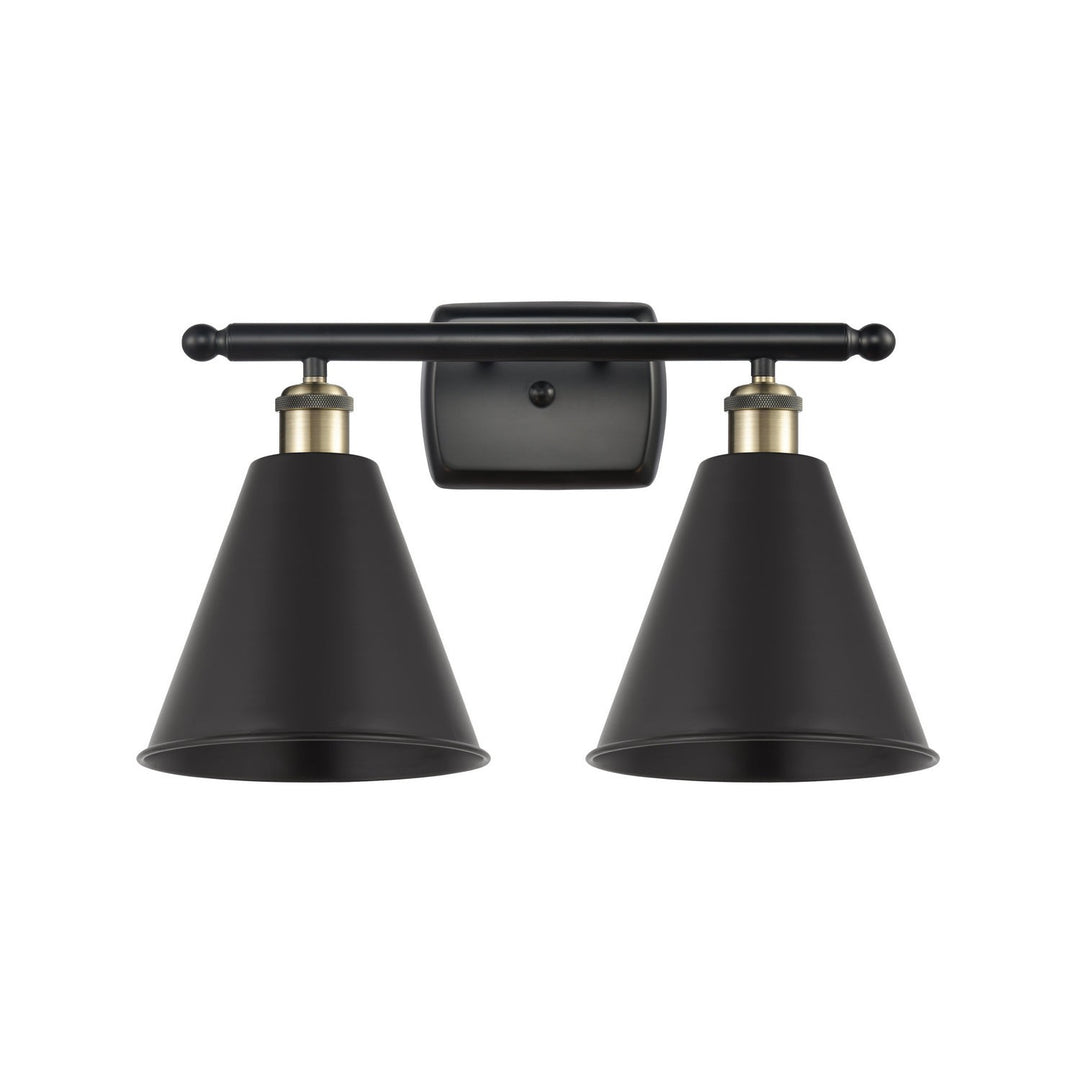 Innovations Ballston 516-2W-BAB-MBC-8-BK-LED Bath Vanity Light 18 in. wide - Black Antique Brass