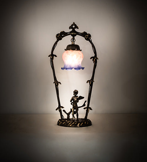 Meyda Tiffany Lighting 12655 Pink/Blue Cherub One Light Accent Lamp Lamp Bronze / Dark