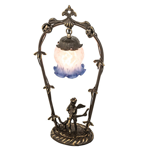 Meyda Tiffany Lighting 12655 Pink/Blue Cherub One Light Accent Lamp Lamp Bronze / Dark