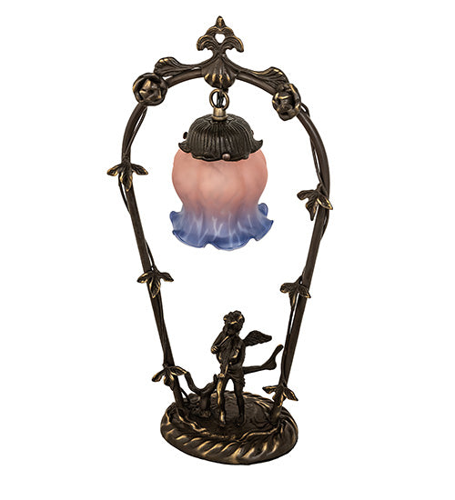 Meyda Tiffany Lighting 12655 Pink/Blue Cherub One Light Accent Lamp Lamp Bronze / Dark