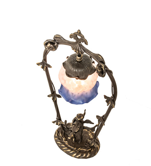 Meyda Tiffany Lighting 12655 Pink/Blue Cherub One Light Accent Lamp Lamp Bronze / Dark