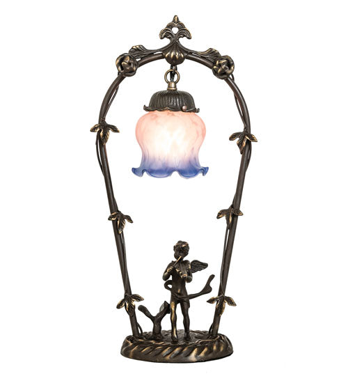 Meyda Tiffany Lighting 12655 Pink/Blue Cherub One Light Accent Lamp Lamp Bronze / Dark