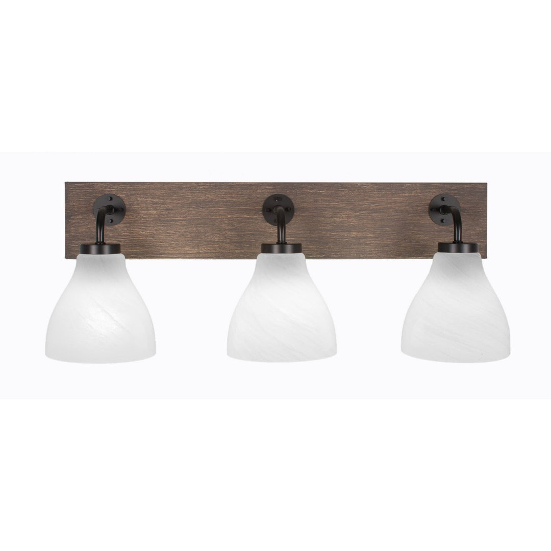 Toltec Oxbridge 1773-mbdw-4761 Bath Vanity Light 27 in. wide - Matte Black & Painted Distressed Wood-look