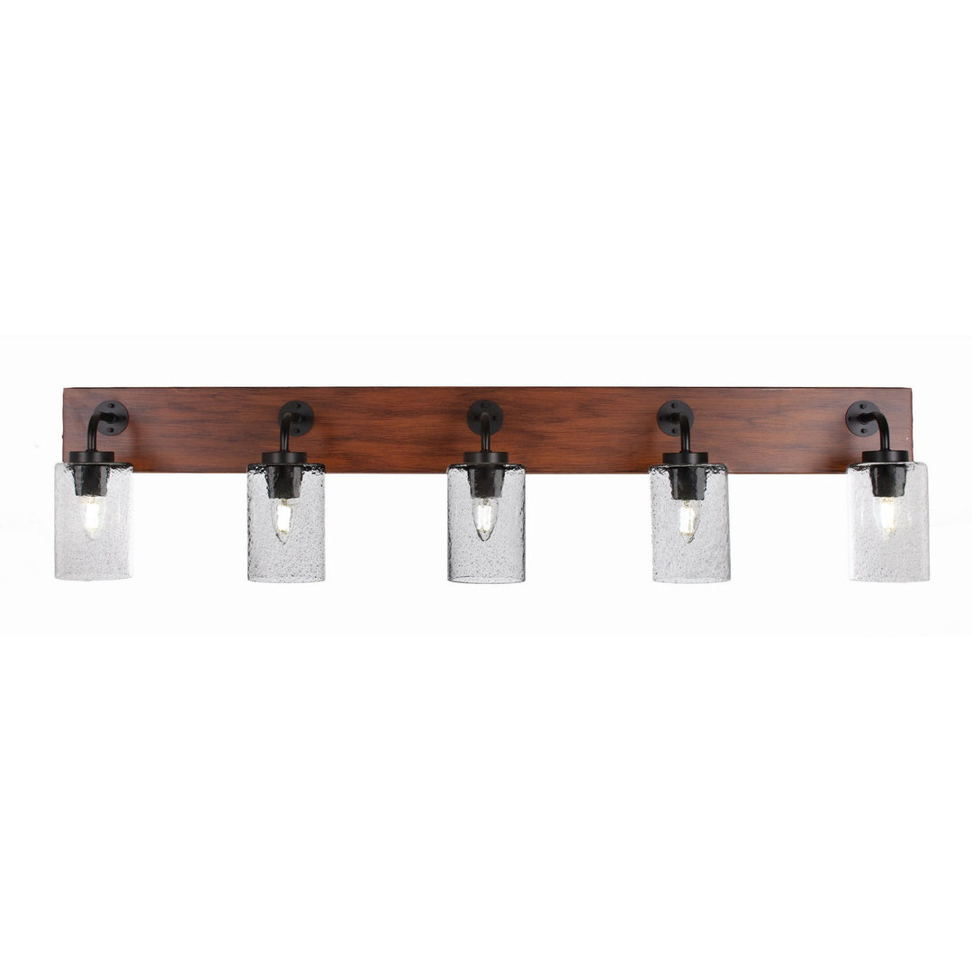 Toltec Oxbridge 1775-mbwg-3002 Bath Vanity Light 47 in. wide - Matte Black & Painted Wood-look