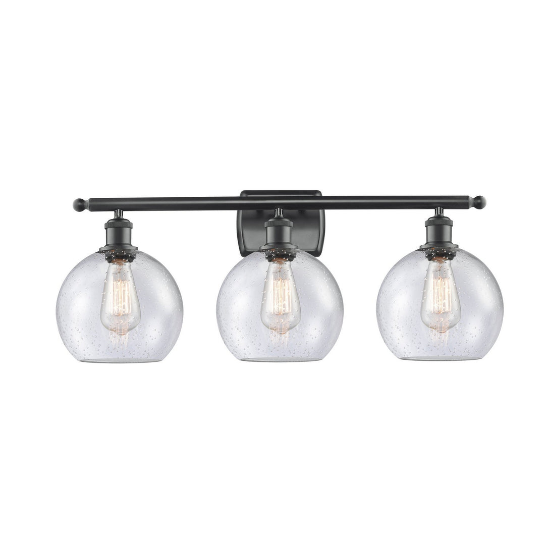Innovations Ballston 516-3W-BK-G124-8 Bath Vanity Light 26 in. wide - Matte Black