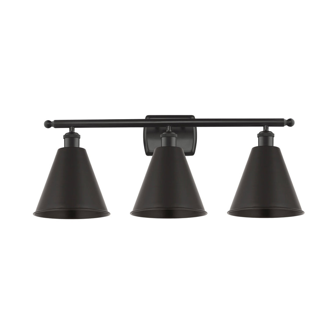 Innovations Ballston 516-3W-BK-MBC-8-BK-LED Bath Vanity Light 28 in. wide - Matte Black