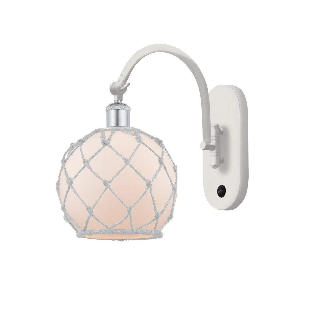 Innovations Ballston 518-1W-WPC-G121-8RW Wall Sconce Light - White and Polished Chrome