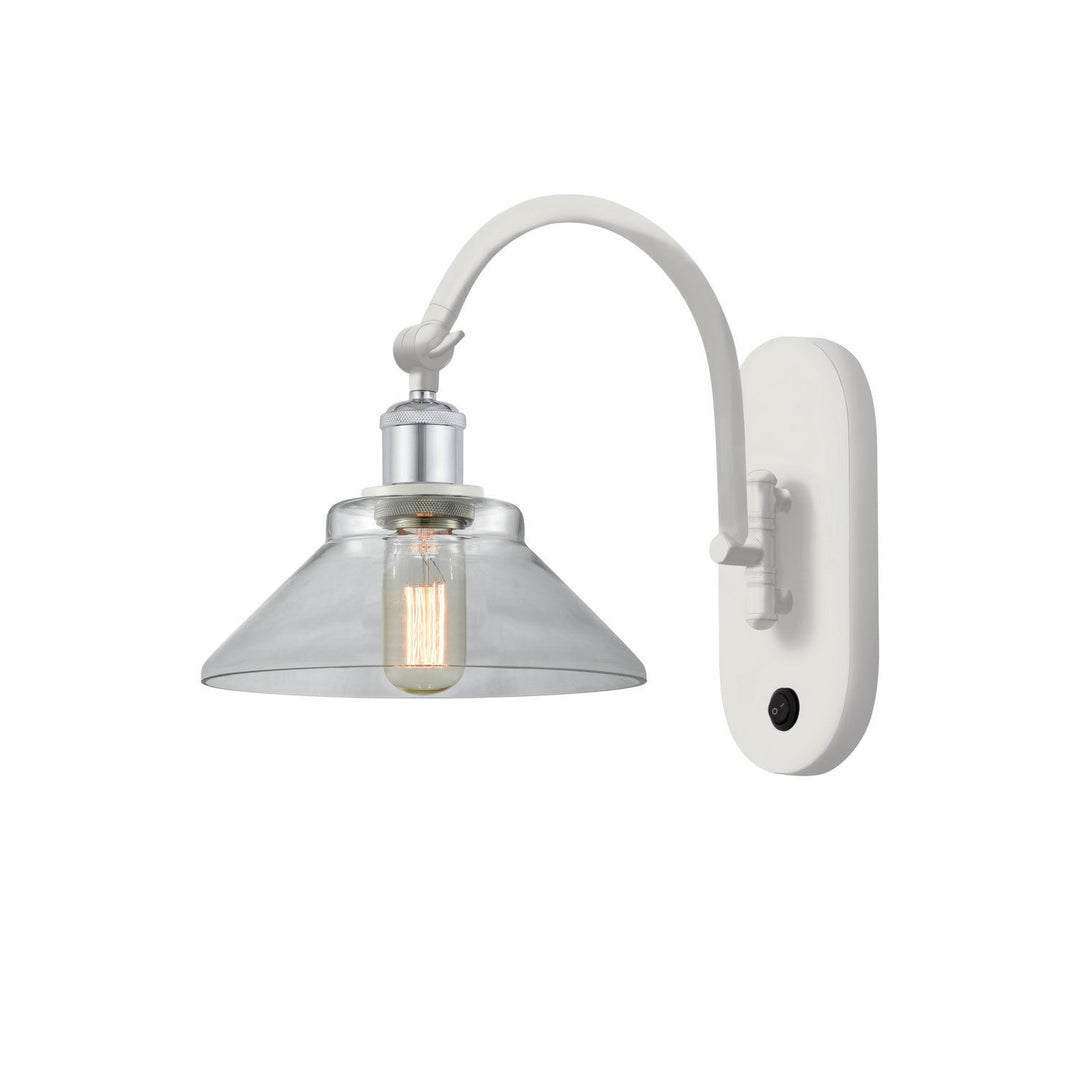Innovations Ballston 518-1W-WPC-G132-LED Wall Sconce Light - White and Polished Chrome