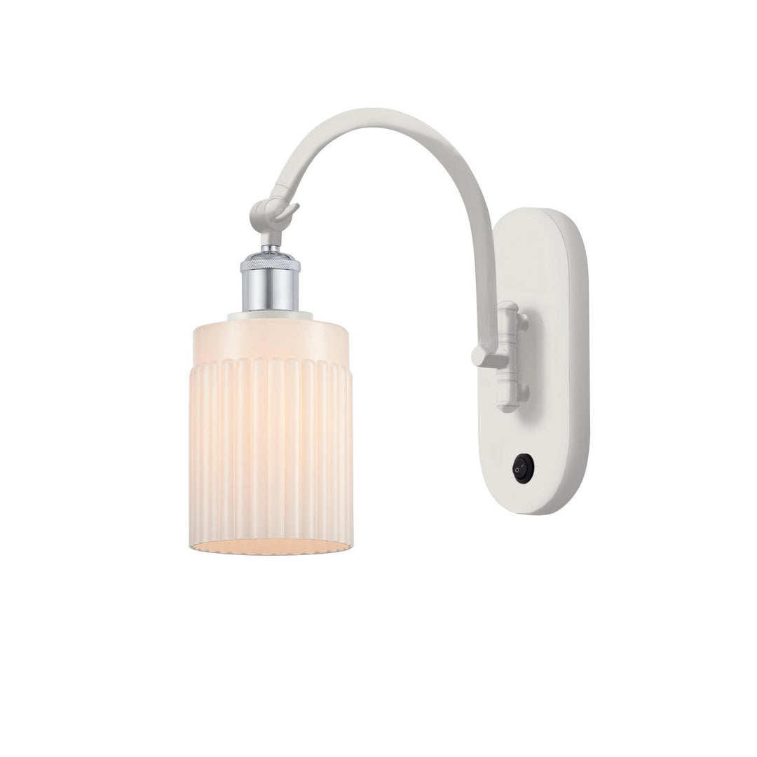 Innovations Ballston 518-1W-WPC-G341 Wall Sconce Light - White and Polished Chrome