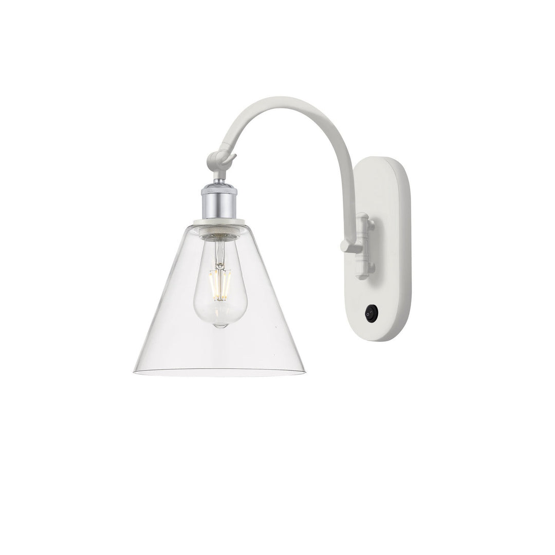 Innovations Ballston 518-1W-WPC-GBC-82 Wall Sconce Light - White and Polished Chrome