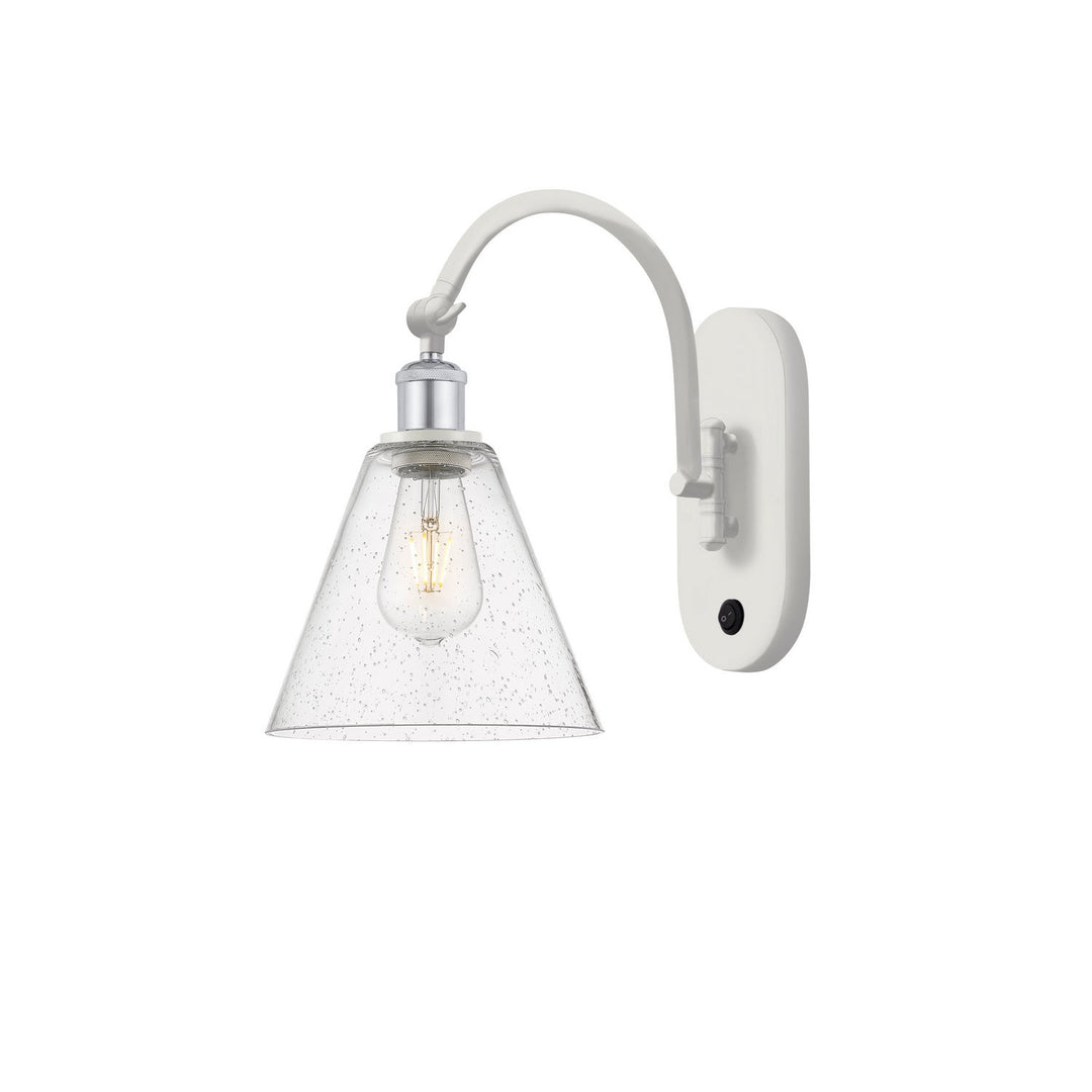 Innovations Ballston 518-1W-WPC-GBC-84-LED Wall Sconce Light - White and Polished Chrome
