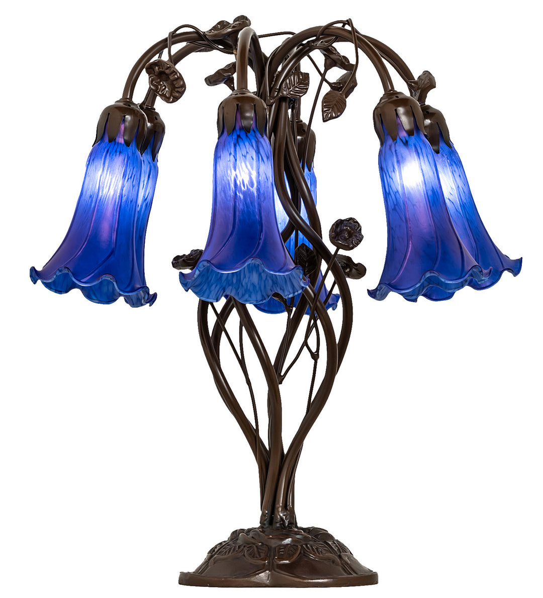 Meyda Tiffany Lighting 255808 Blue Six Light Table Lamp Lamp Bronze / Dark
