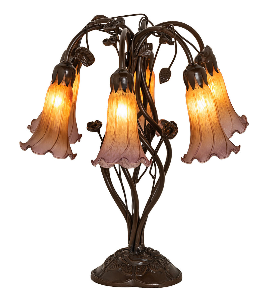 Meyda Tiffany Lighting 255810 Amber/Purple Six Light Table Lamp Lamp Bronze / Dark