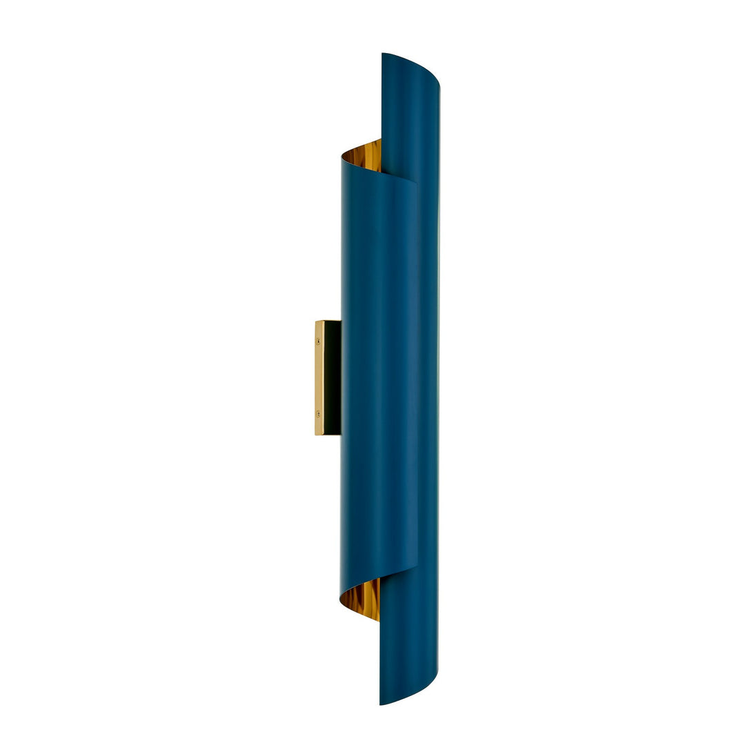 Kalco Piaga 514721PBN Wall Sconce Light - Matte Blue and Polished Brass