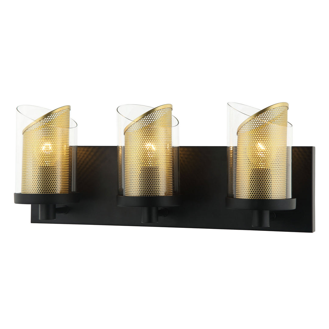 Varaluz So Inclined 246B03BLGO Bath Vanity Light 18 in. wide - Black/Gold