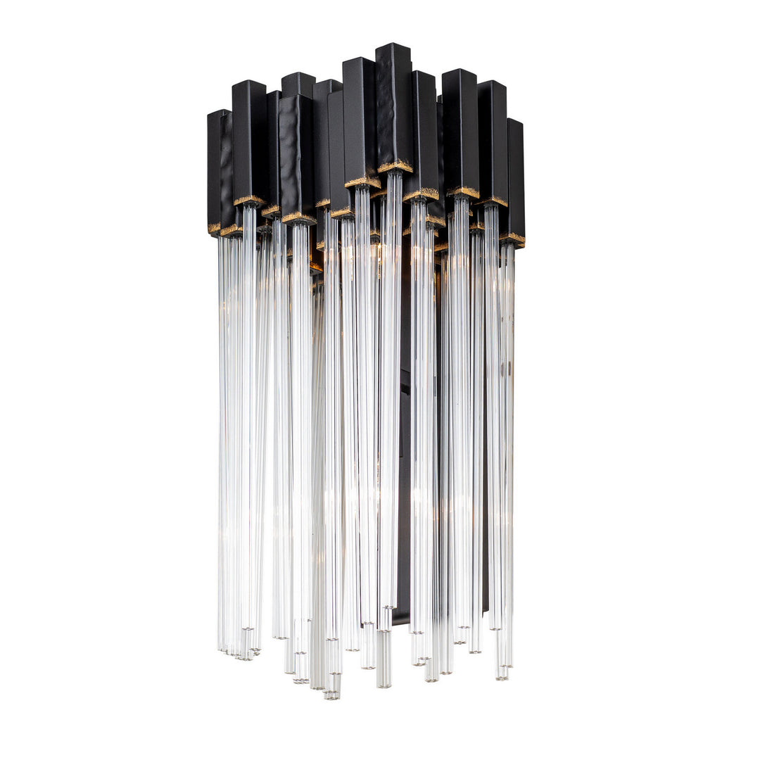 Varaluz Matrix 309W02MBFG Wall Sconce Light - Matte Black/French Gold