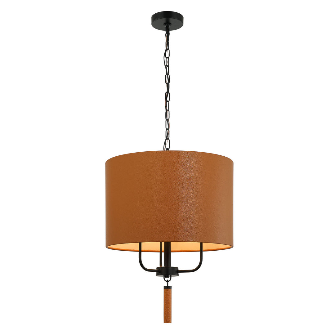 Varaluz Secret Agent 368P03BLC Pendant Light - Black/Camel Leather