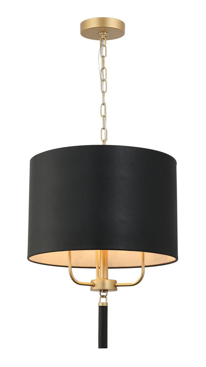 Varaluz Secret Agent 368P03GOB Pendant Light - Painted Gold/Black Leather