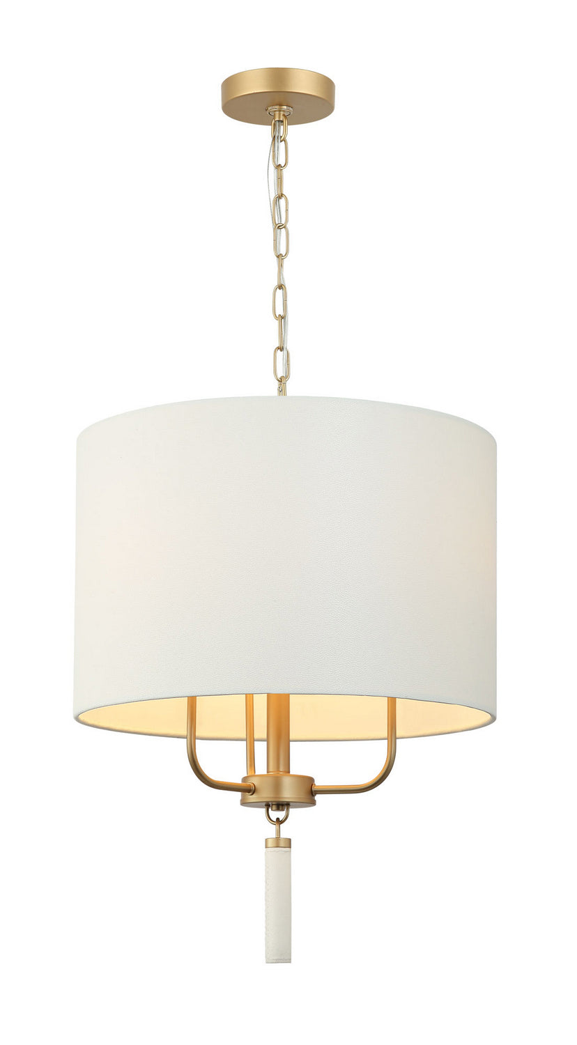 Varaluz Secret Agent 368P03GOW Pendant Light - Painted Gold/White Leather