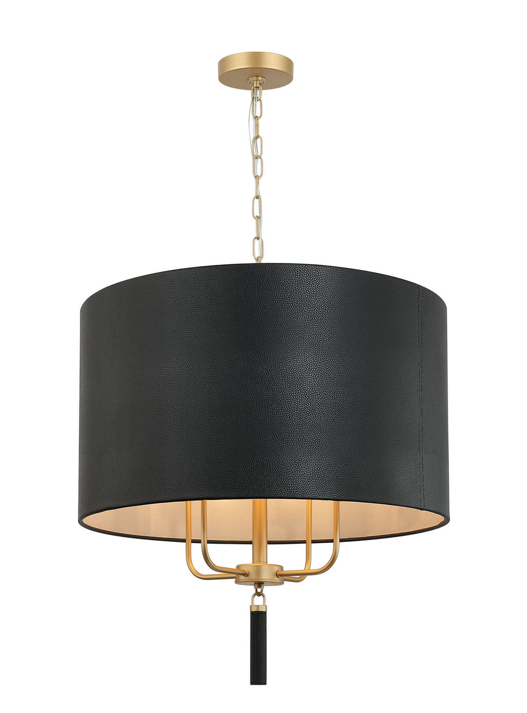 Varaluz Secret Agent 368P04GOB Pendant Light - Painted Gold/Black Leather