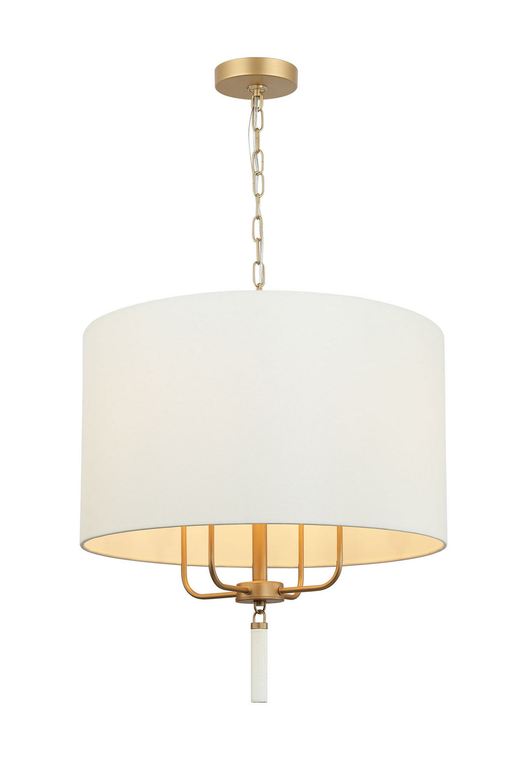 Varaluz Secret Agent 368P04GOW Pendant Light - Painted Gold/White Leather