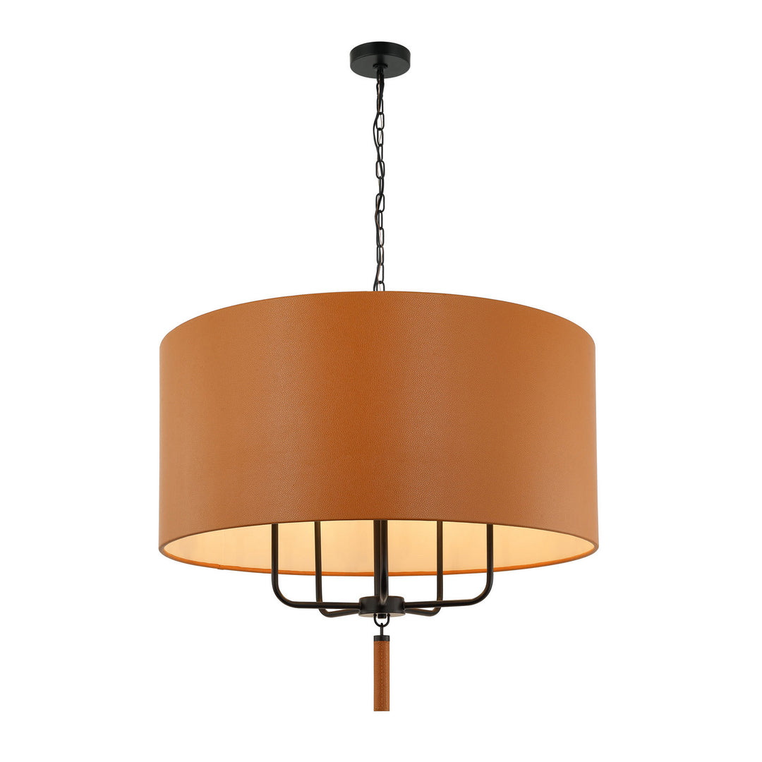 Varaluz Secret Agent 368P05BLC Chandelier Light - Black/Camel Leather