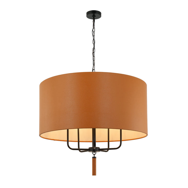 Varaluz Secret Agent 368P05BLC Chandelier Light - Black/Camel Leather