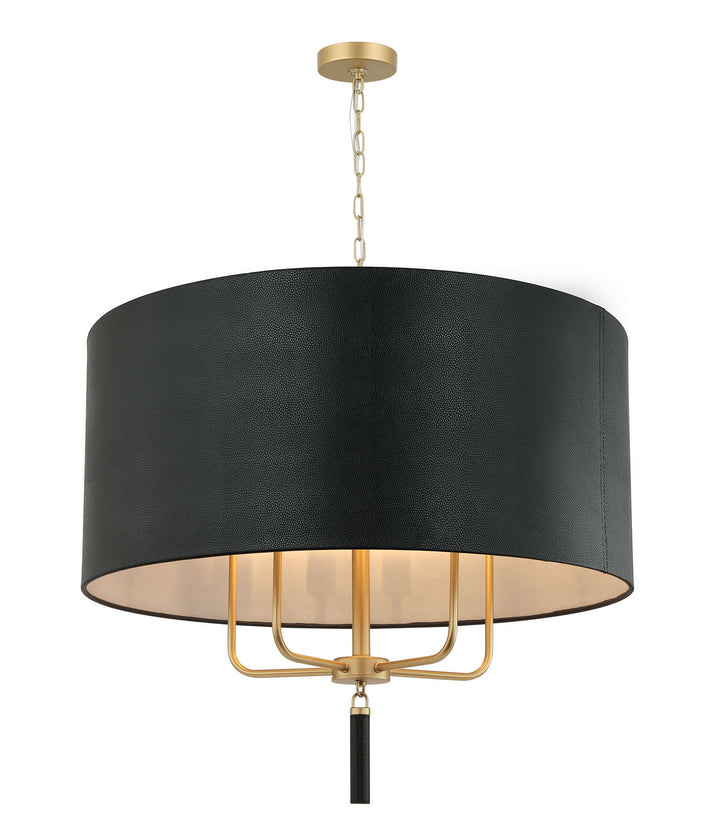 Varaluz Secret Agent 368P05GOB Chandelier Light - Painted Gold/Black Leather