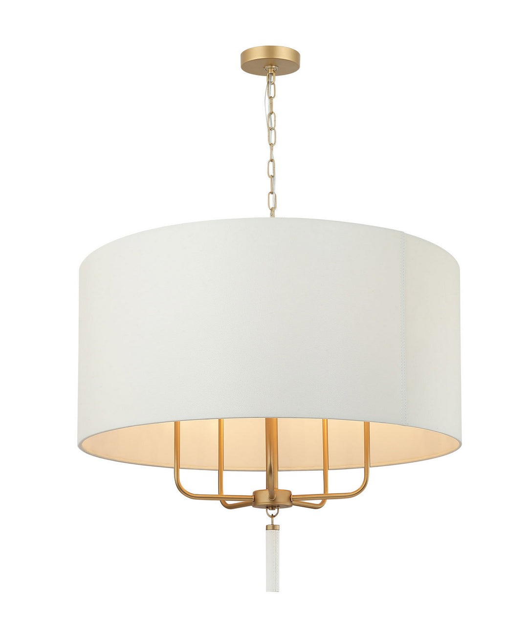 Varaluz Secret Agent 368P05GOW Chandelier Light - Painted Gold/White Leather