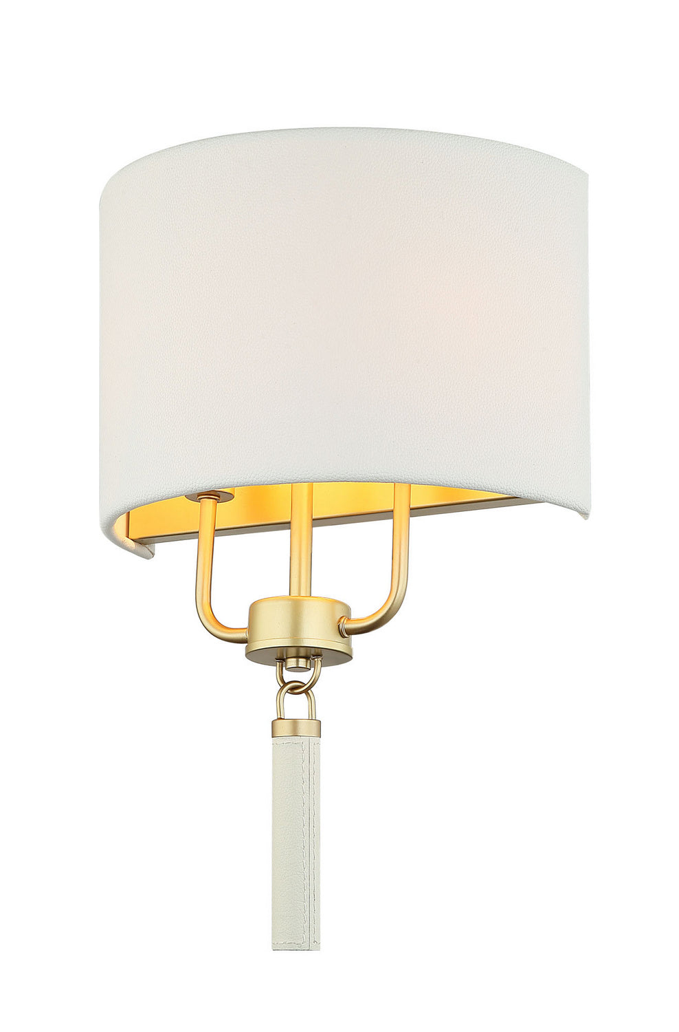 Varaluz Secret Agent 368W02GOW Wall Sconce Light - Painted Gold/White Leather