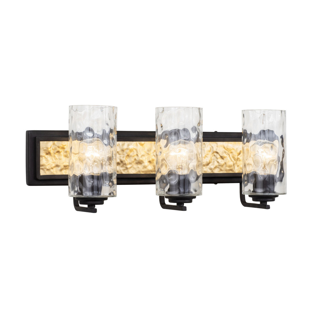 Varaluz Hammer Time 371B03CBFG Bath Vanity Light 25 in. wide - Carbon/French Gold