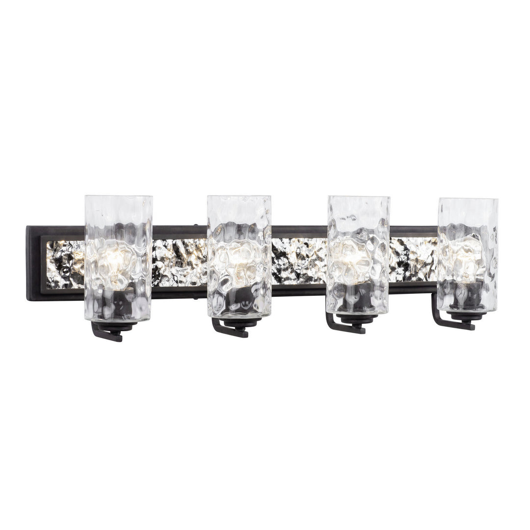 Varaluz Hammer Time 371B04CBPS Bath Vanity Light 33 in. wide - Carbon/Polished Stainless