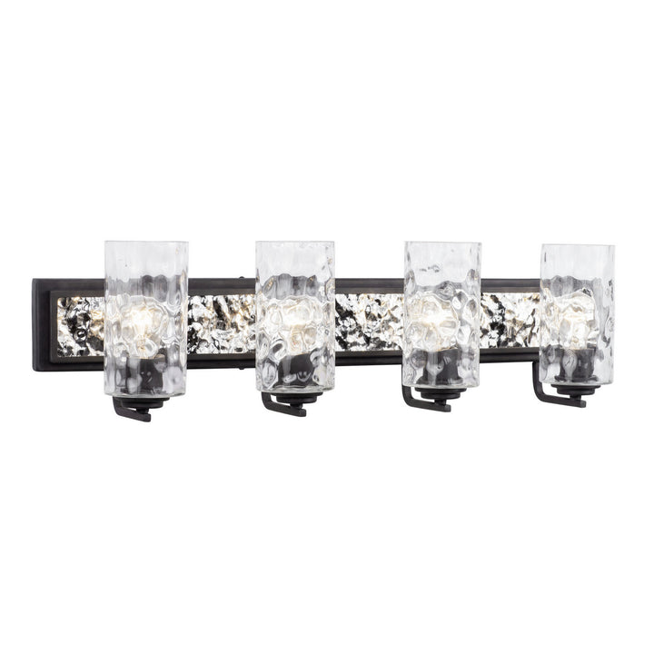 Varaluz Hammer Time 371B04CBPS Bath Vanity Light 33 in. wide - Carbon/Polished Stainless