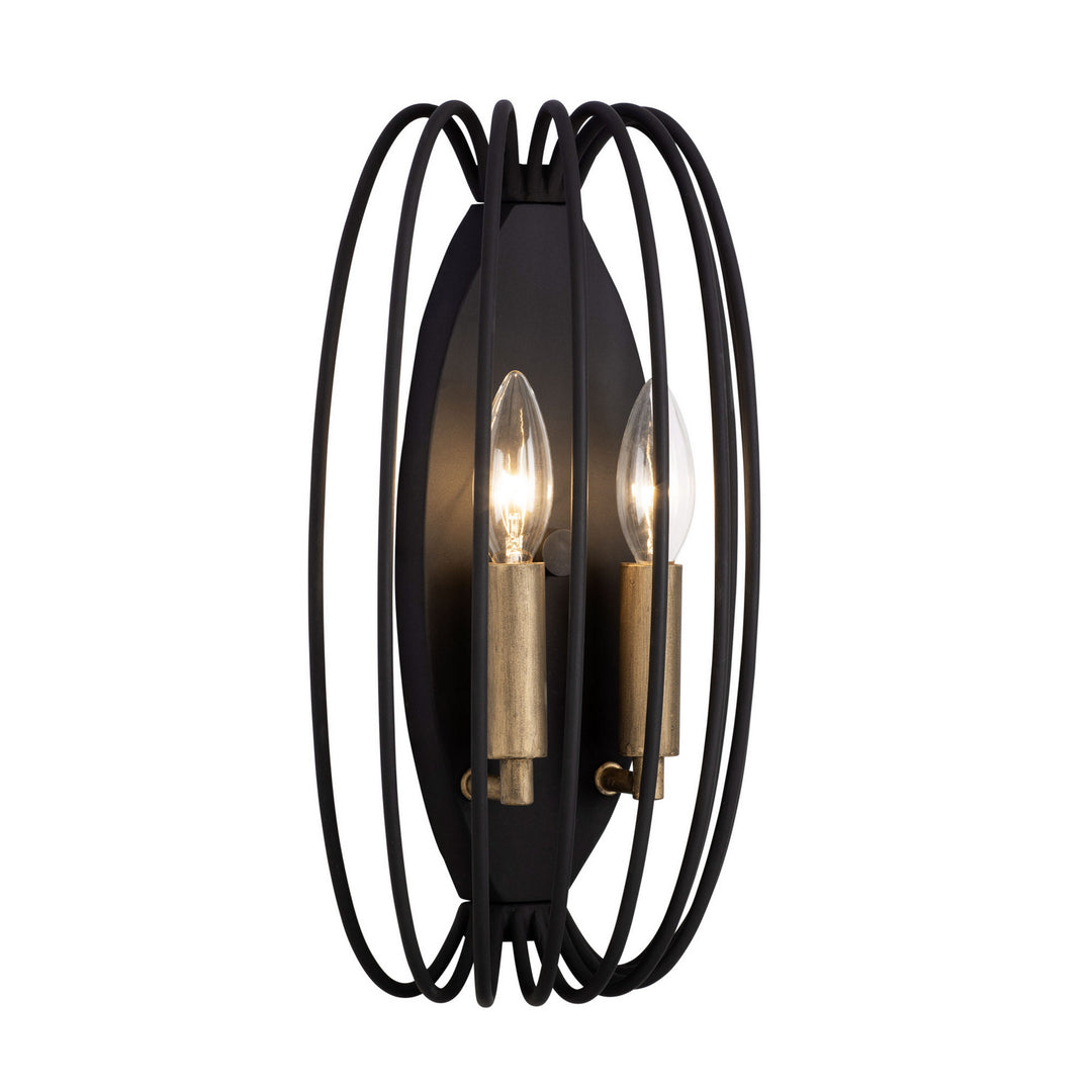 Varaluz Nico 375W02CBHG Wall Sconce Light - Carbon/Havana Gold