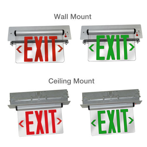 Elco Lighting EDGREC1G  Recessed Led Edge Lit Exit Sign Utility Light Two-Tone