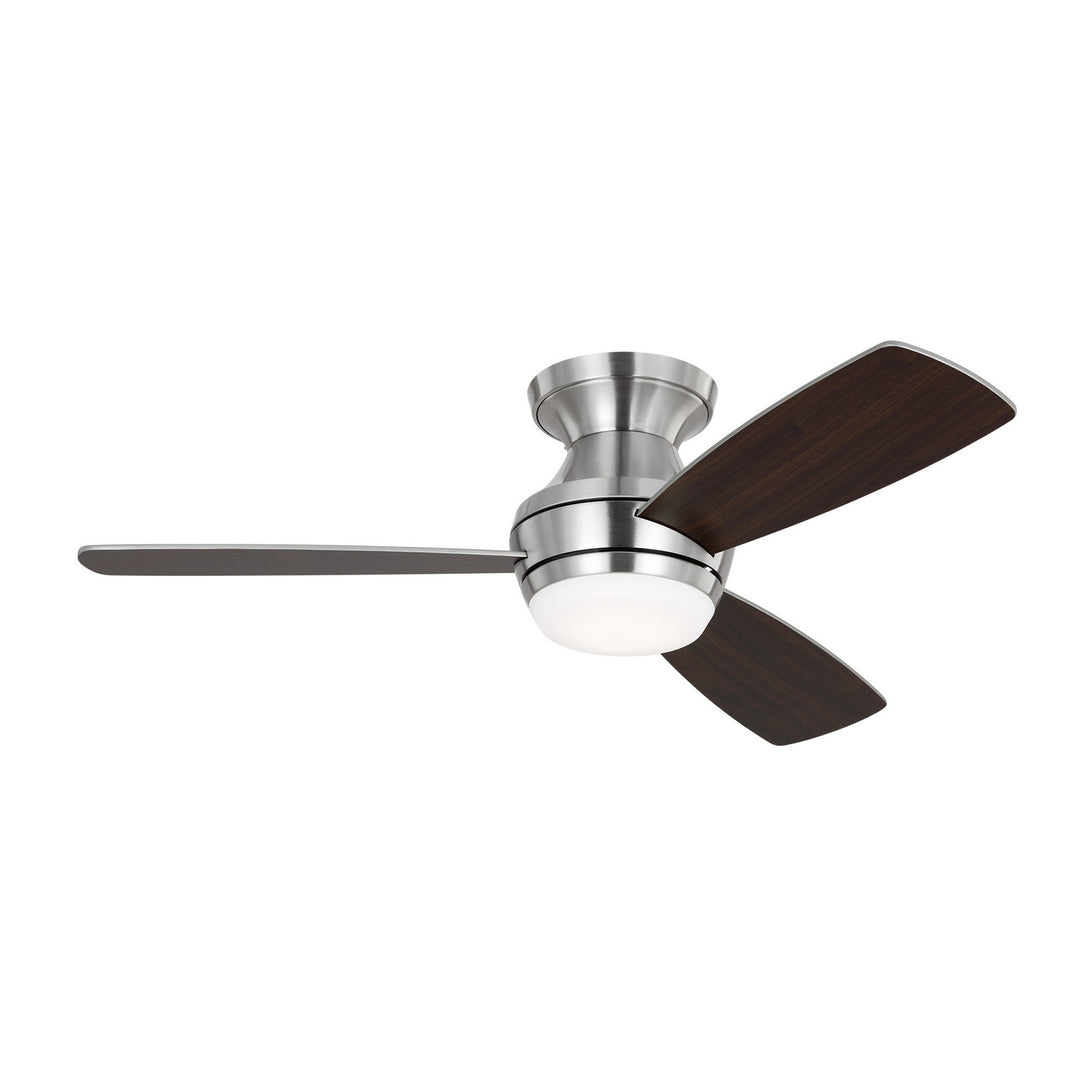 Visual Comfort Fan Ikon 44 Hugger LED 3IKR44BSD Ceiling Fan - Brushed Steel, Silver/American Walnut reversible blades/Silver/American Walnut reversible blades/