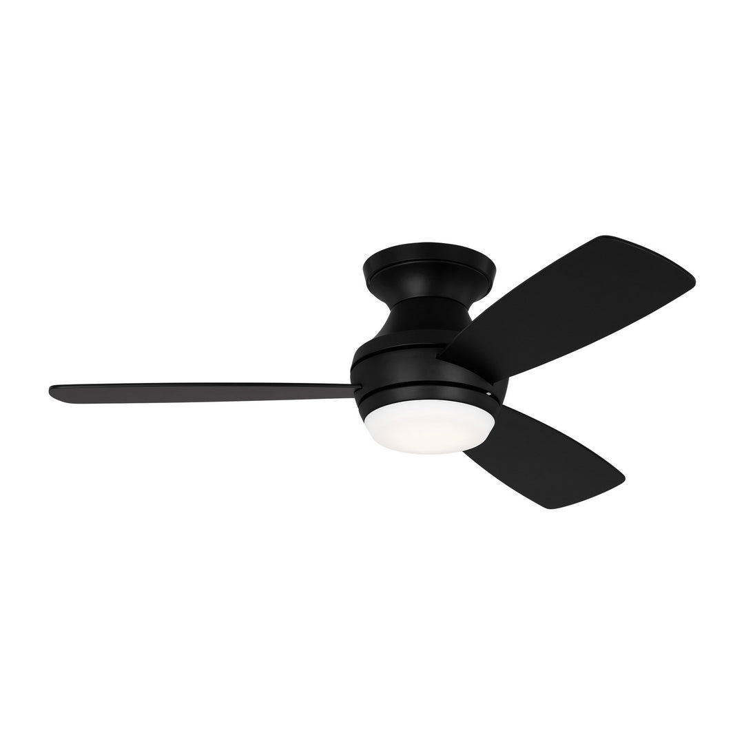 Visual Comfort Fan Ikon 44 Hugger LED 3IKR44MBKD Ceiling Fan - Midnight Black, Midnight Black/American Walnut reversible blades/Midnight Black/American Walnut reversible blades/