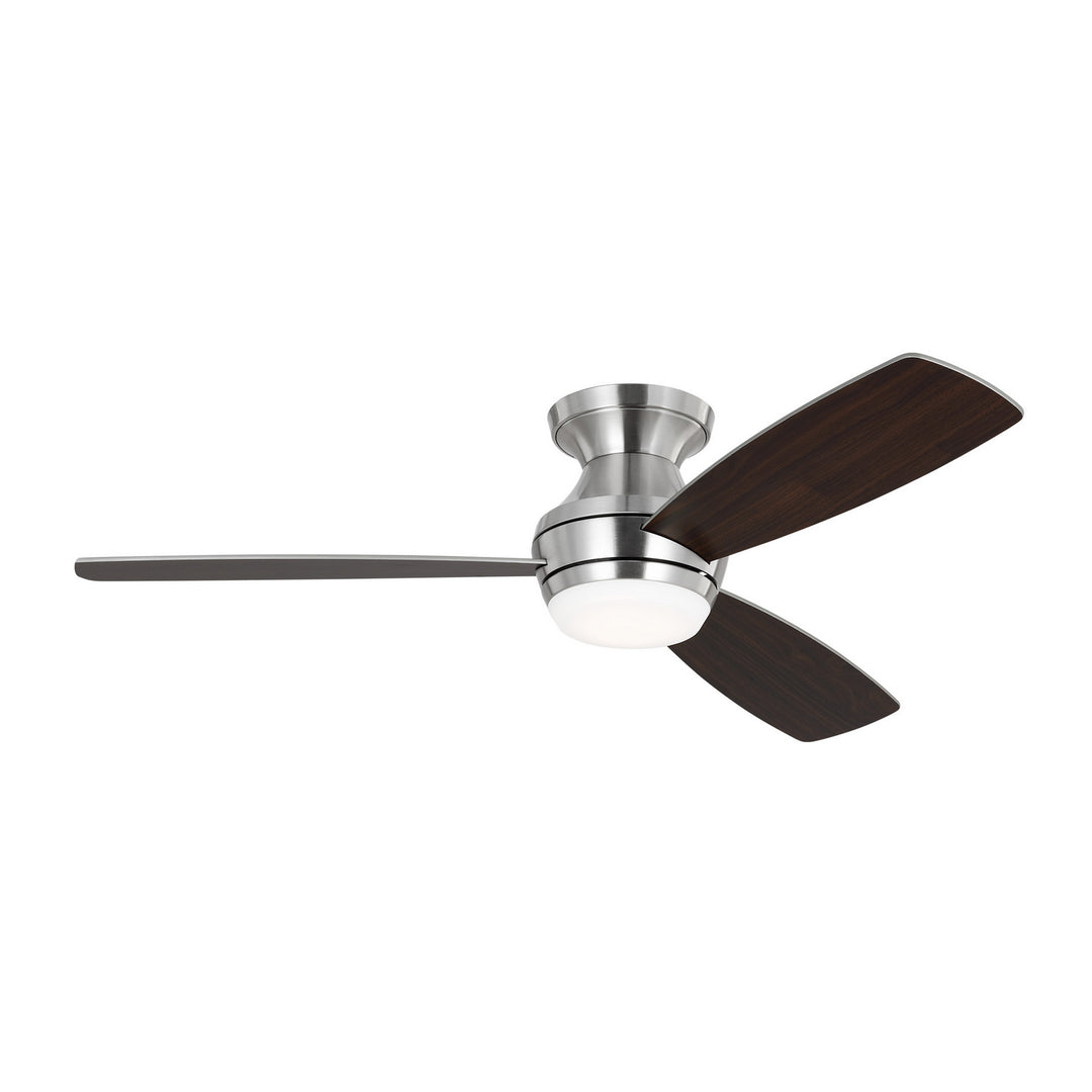 Visual Comfort Fan Ikon 52 Hugger LED 3IKR52BSD Ceiling Fan - Brushed Steel, Silver/American Walnut reversible blades/Silver/American Walnut reversible blades/