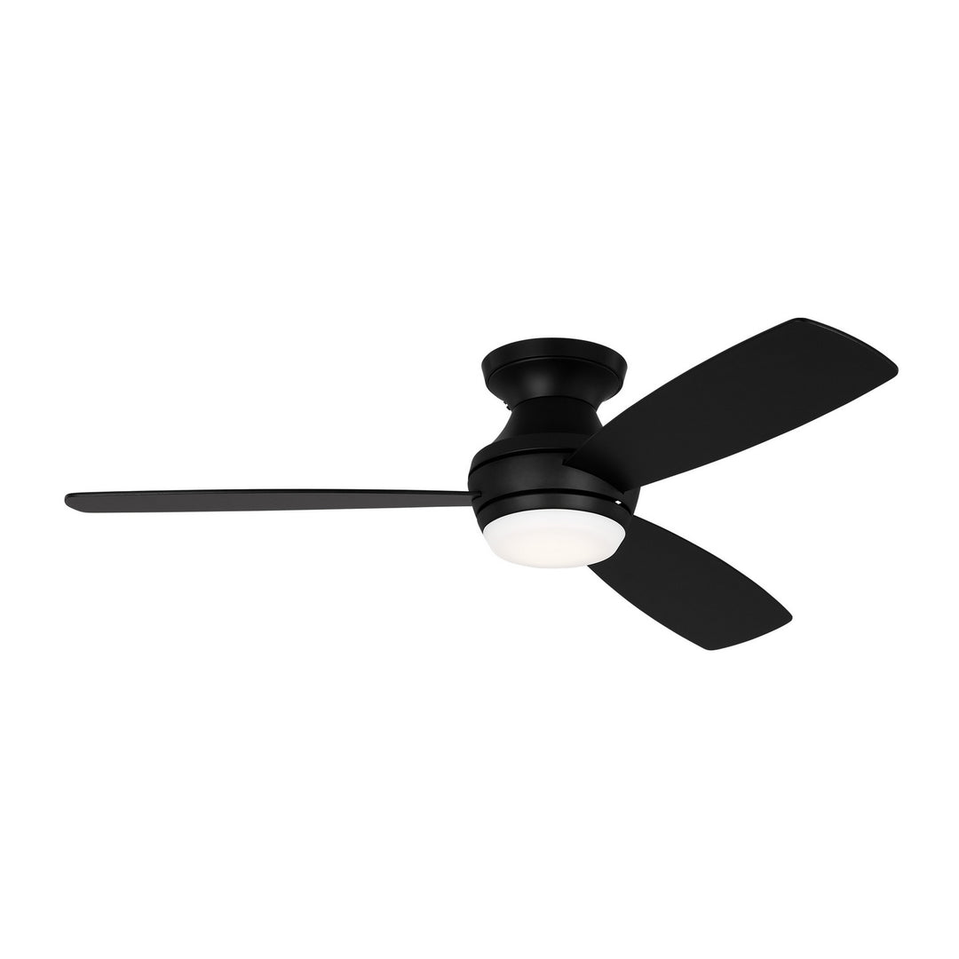 Visual Comfort Fan Ikon 52 Hugger LED 3IKR52MBKD Ceiling Fan - Midnight Black, Midnight Black/American Walnut reversible blades/Midnight Black/American Walnut reversible blades/