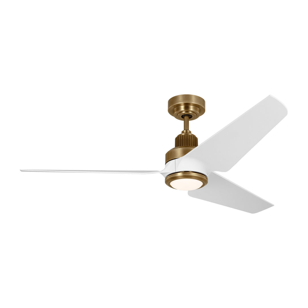 Visual Comfort Fan Ruhlmann 52 Smart LED 3RULSM52HABD Ceiling Fan - Hand Rubbed Antique Brass, Matte White/Matte White/