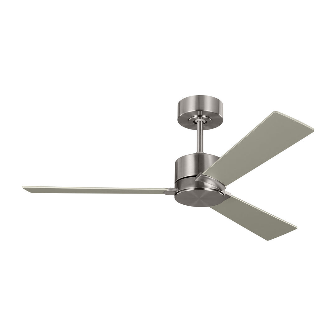 Visual Comfort Fan Rozzen 44 3RZR44BS Ceiling Fan - Brushed Steel, Silver/American Walnut reversible blades/Silver/American Walnut reversible blades/