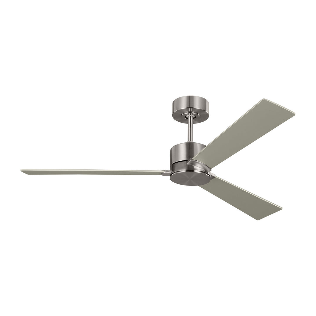 Visual Comfort Fan Rozzen 52 3RZR52BS Ceiling Fan - Brushed Steel, Silver/American Walnut reversible blades/Silver/American Walnut reversible blades/