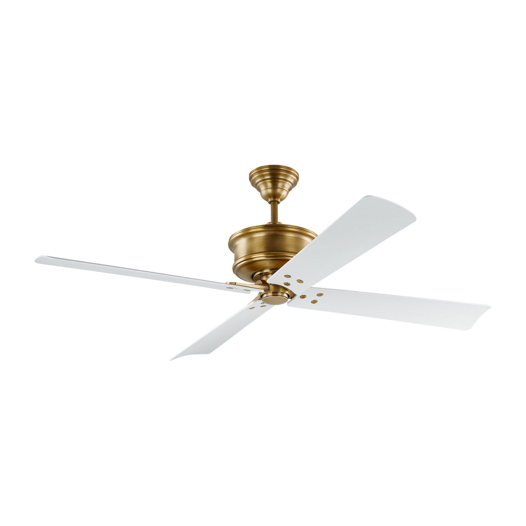 Visual Comfort Fan Subway 56 4SBWR56HAB Ceiling Fan - Hand Rubbed Antique Brass, Matte White/Matte White/