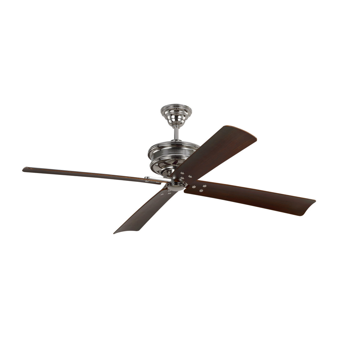 Visual Comfort Fan Subway 56 4SBWR56PN Ceiling Fan - Polished Nickel, Dark Walnut/Dark Walnut/